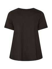 Yours Curve Brown Soft Touch Button T-Shirt - Image 6 of 6