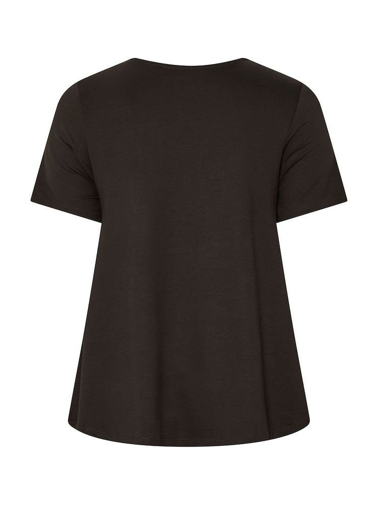 Yours Curve Brown Soft Touch Button T-Shirt - Image 6 of 6