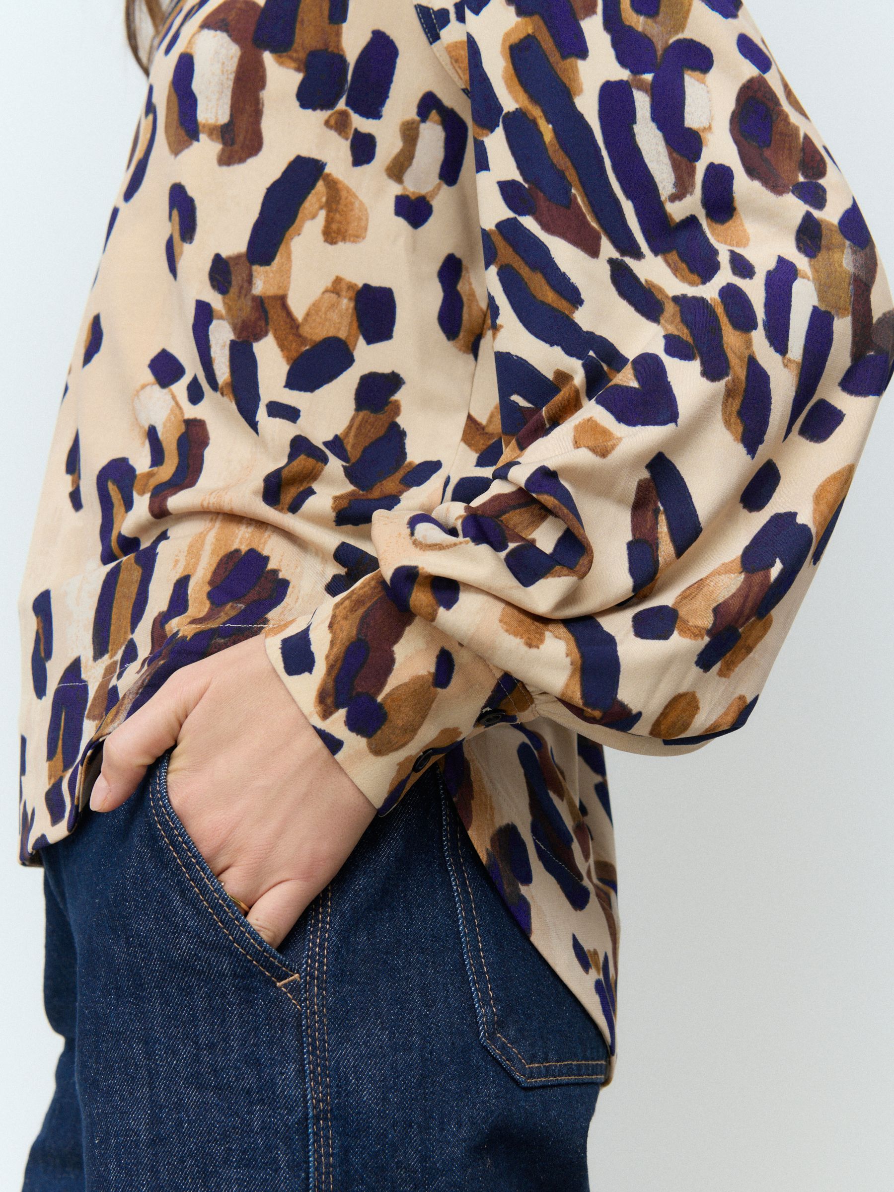 Buy Animal Print Long Sleeve V-Neck Jersey Blouse from Next