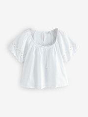 Blanco - Broderie Boho Short Sleeve Ric Rac Top - Imagen 6 de 8