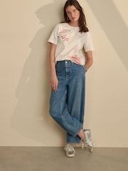 Ecru Cross Stitch Embroidered T-Shirt - Image 2 of 8