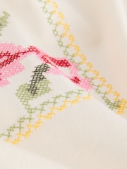 Ecru Cross Stitch Embroidered T-Shirt - Image 7 of 8