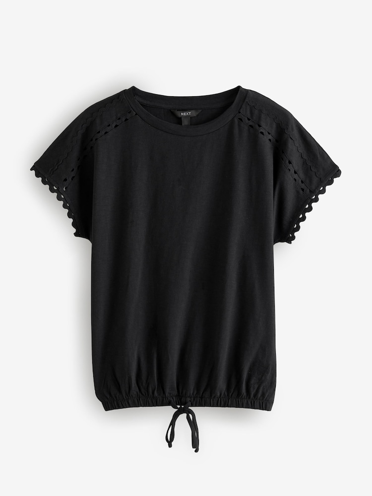 Zwart - Short Sleeve Bubblehem 100% Cotton T-Shirt - Image 3 of 6