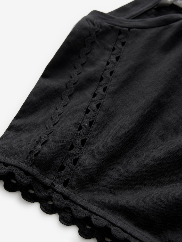 Zwart - Short Sleeve Bubblehem 100% Cotton T-Shirt - Image 5 of 6