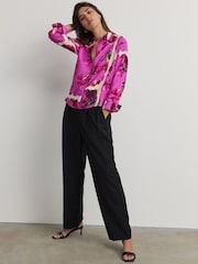 Pink Floral Print Long Sleeve Button Down Shirt - Image 2 of 7