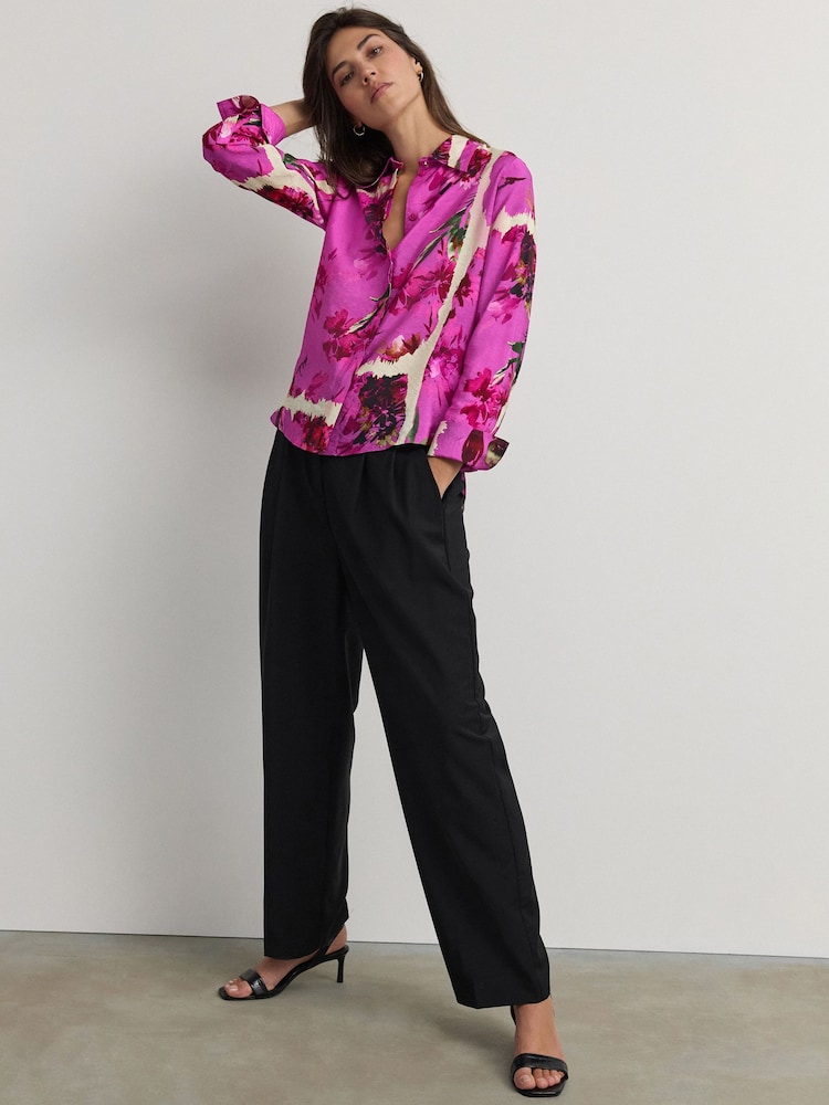 Pink Floral Print Long Sleeve Button Down Shirt - Image 2 of 7