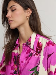 Pink Floral Print Long Sleeve Button Down Shirt - Image 4 of 7