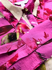 Pink Floral Print Long Sleeve Button Down Shirt - Image 6 of 7