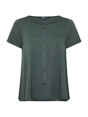 Yours Curve Green Soft Touch Button T-Shirt - Image 5 of 5