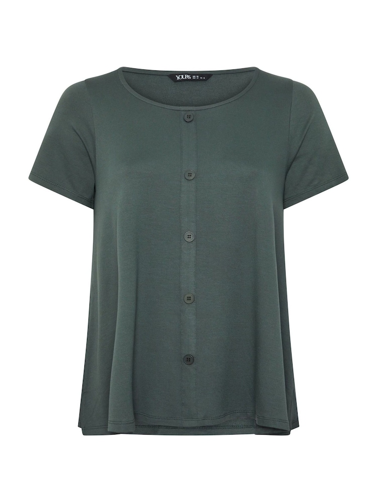 Yours Curve Green Soft Touch Button T-Shirt - Image 5 of 5 Yours Curve Green Soft Touch Button T-Shirt - Image 5 of 5