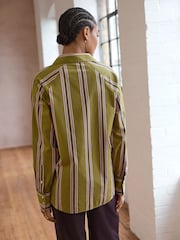 Vert olive rayé - Chemise oversize à manches longues Girlfriend - Image 4 of 8