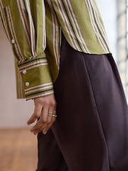 Vert olive rayé - Chemise oversize à manches longues Girlfriend - Image 5 of 8