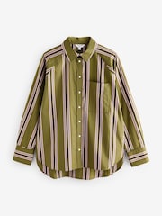 Vert olive rayé - Chemise oversize à manches longues Girlfriend - Image 6 of 8