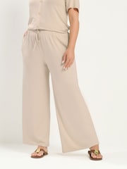 Yours Curve Natural Soft Touch Wide Leg Trousers - Image 1 of 5
