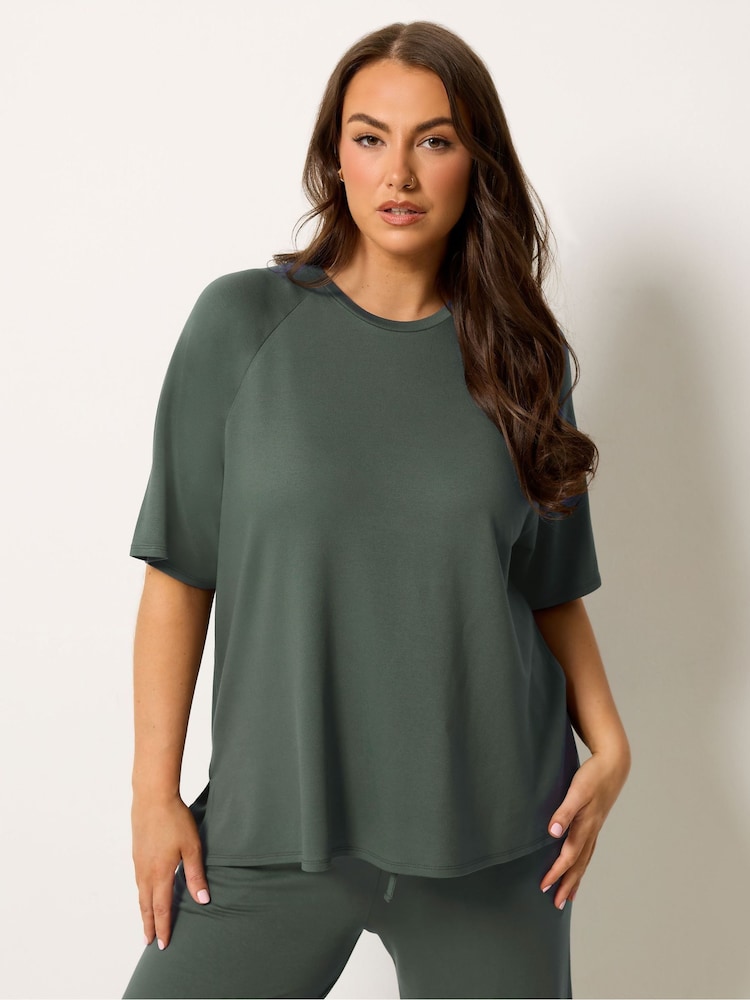 Yours Curve Green Soft Touch T-Shirt - Image 1 of 5 Yours Curve Green Soft Touch T-Shirt - Image 1 of 5