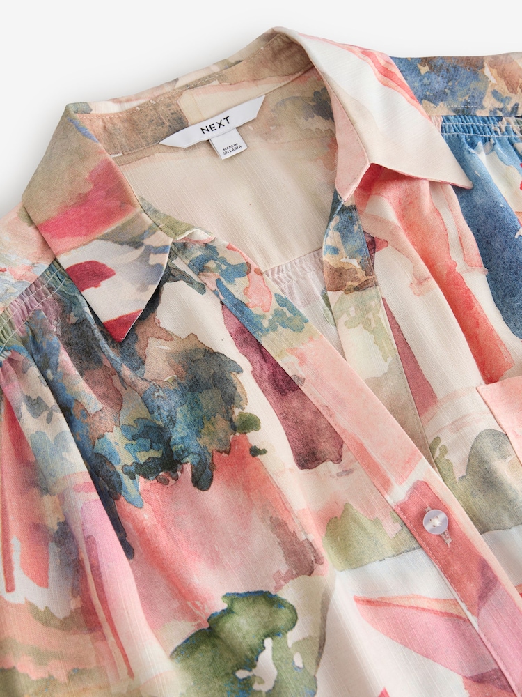 Rose Scenic Imprimé - chemise Manche courte en lin - Image 2 of 3