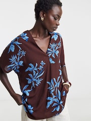 JD Williams Brown Printed Crinkle Tunic Top - Image 4 of 4