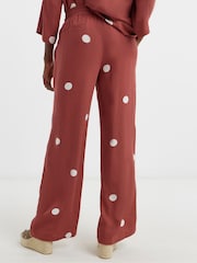 JD Williams Red Linen Mix Wide Leg Trousers - Image 2 of 4