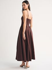 Abercrombie & Fitch Brown Cotton Sateen Corset Maxi Dress - Image 2 of 4