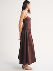Abercrombie & Fitch Brown Cotton Sateen Corset Maxi Dress - Image 3 of 4