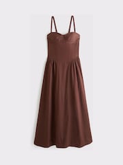 Abercrombie & Fitch Brown Cotton Sateen Corset Maxi Dress - Image 4 of 4