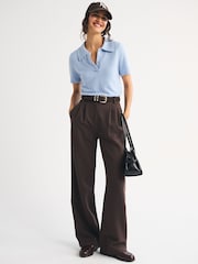 Abercrombie & Fitch Blue Script Logo Short Sleeve Polo Shirt - Image 3 of 5