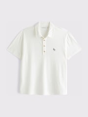 Balts - Abercrombie & Fitch Linen Blend Icon Polo Shirt - Attēls 1 no 1