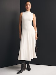 Abercrombie & Fitch Cream Knit Mock Neck Maxi Dress - Image 1 of 5