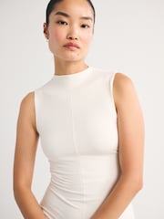 Abercrombie & Fitch Cream Knit Mock Neck Maxi Dress - Image 4 of 5