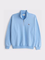 Abercrombie & Fitch Blue Acid Wash Quarter Zip Sweatshirt - Image 1 of 1