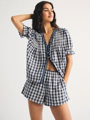 Abercrombie & Fitch Blue Seersucker Check Pull On Shorts - Image 1 of 6