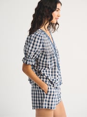 Abercrombie & Fitch Blue Seersucker Check Pull On Shorts - Image 3 of 6