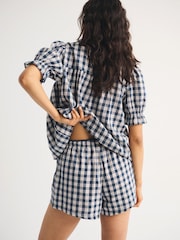 Abercrombie & Fitch Blue Seersucker Check Pull On Shorts - Image 5 of 6