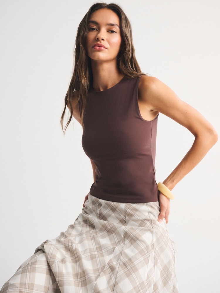 Abercrombie & Fitch Brown Double Layer T-Shirt - Image 1 of 6