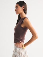 Abercrombie & Fitch Brown Double Layer T-Shirt - Image 4 of 6