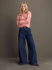 Pink Long Sleeve Ladder Insert 100% Cotton Blouse - Image 2 of 9