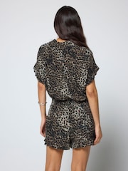 SCAMP & DUDE Green Cheetah Frill Hem Shorts - Image 3 of 5