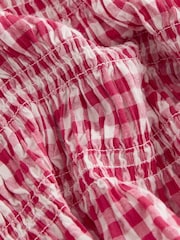 Pink Smock Detail Gingham Long Sleeve 100% Cotton Blouse - Image 7 of 8
