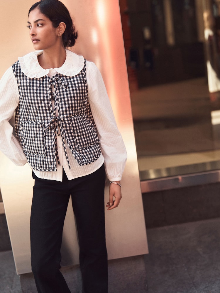 Ecru Long Sleeve Peter Pan Collar 100% Cotton Blouse - Image 2 of 7