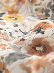 Floral Print Sheer Ruffle Trim Tie Neck Blouse - Image 5 of 6
