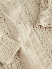 Ecru Long Sleeve Ladder Insert 100% Cotton Blouse - Image 7 of 8