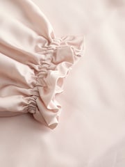 Blush Pink Floral Placement Print Satin High Neck Long Sleeve Blouse - Image 7 of 8