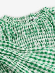 Green Smock Detail Gingham Long Sleeve 100% Cotton Blouse - Image 7 of 8