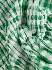 Green Smock Detail Gingham Long Sleeve 100% Cotton Blouse - Image 8 of 8