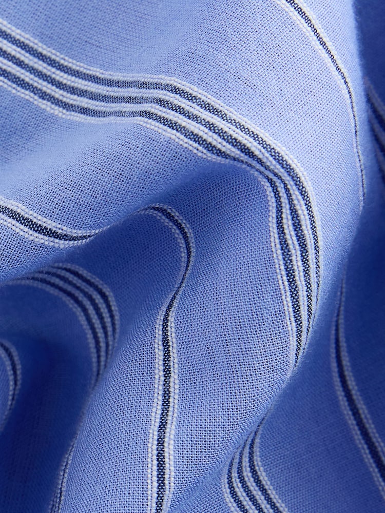 Blue Long Sleeve Peter Pan Collar 100% Cotton Blouse - Image 7 of 7