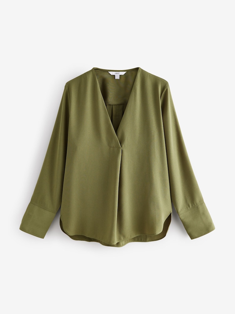 BELL SLEEVE V-BLOUSE - OLIVE BELL SLEEVE V-BLOUSE - OLIVE