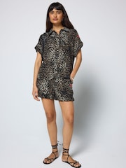 SCAMP & DUDE Green Cheetah Frill Sleeve Shirt - Image 1 of 6