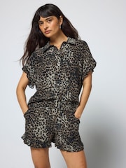 SCAMP & DUDE Green Cheetah Frill Sleeve Shirt - Image 2 of 6