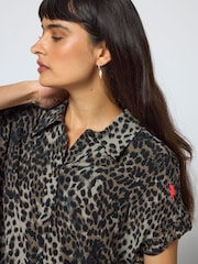 SCAMP & DUDE Green Cheetah Frill Sleeve Shirt - Image 6 of 6