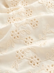 Cream Textured Floral Cornelli Embroidered Long Sleeve 100% Cotton Boho Blouse - Image 6 of 7